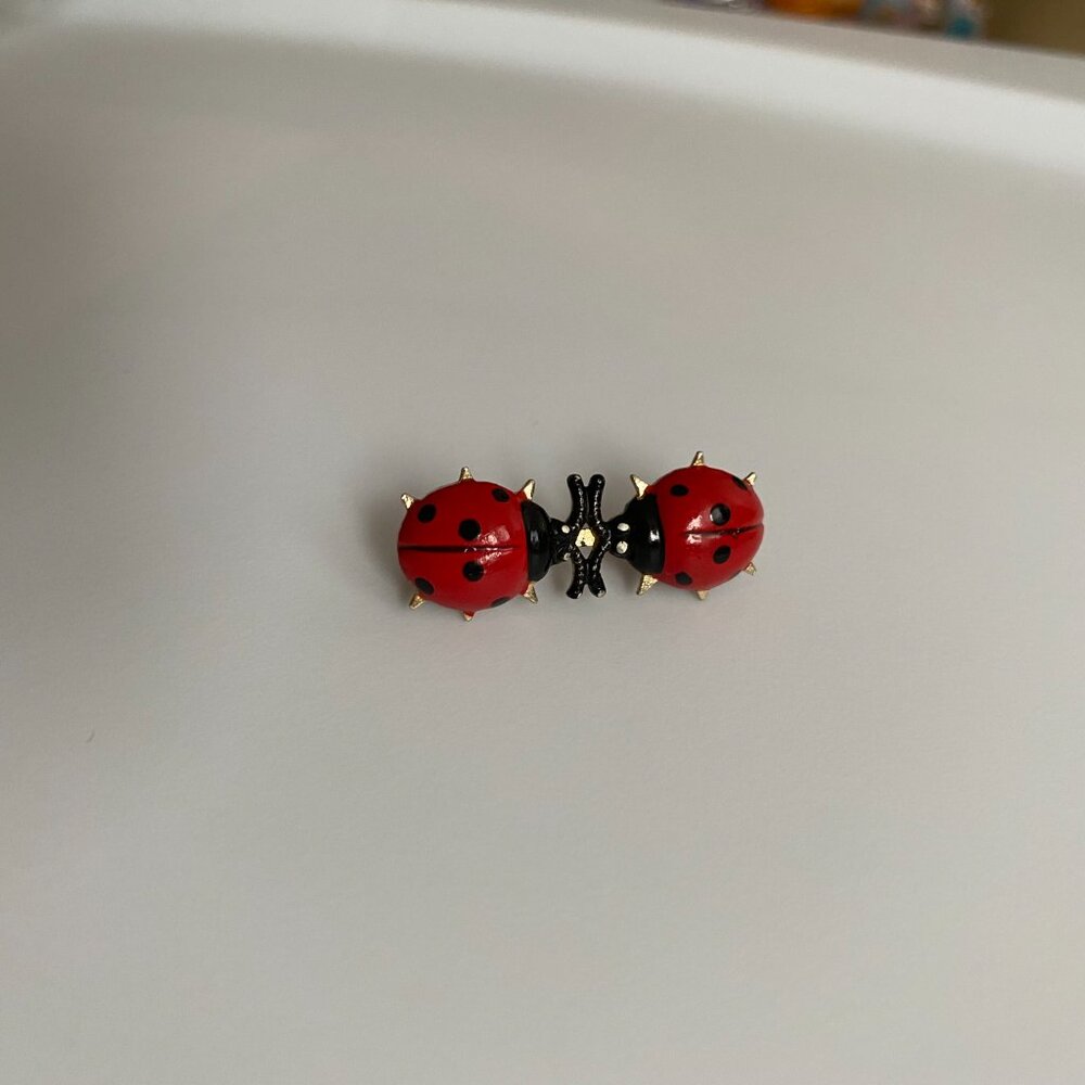 Vintage KOREA Ladybug Brooch Whimsigoth Twee Insect Bugs Bug Jewelry Pin Fairy - Picture 5 of 15